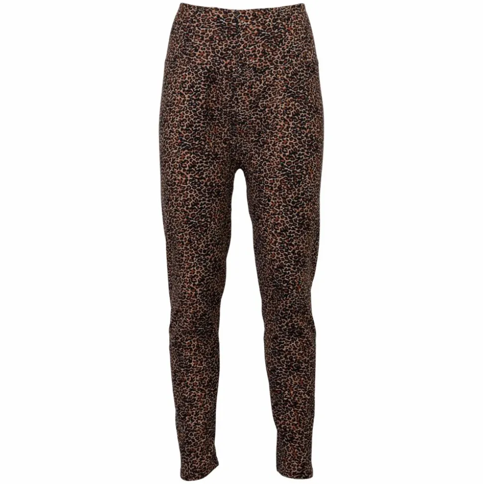 Anyway Dame Termoleggings m. fleece - Lys Leopard