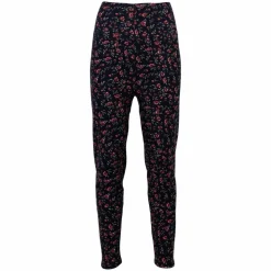 Anyway Dame Termoleggings m. fleece - Navy/Rød blomst