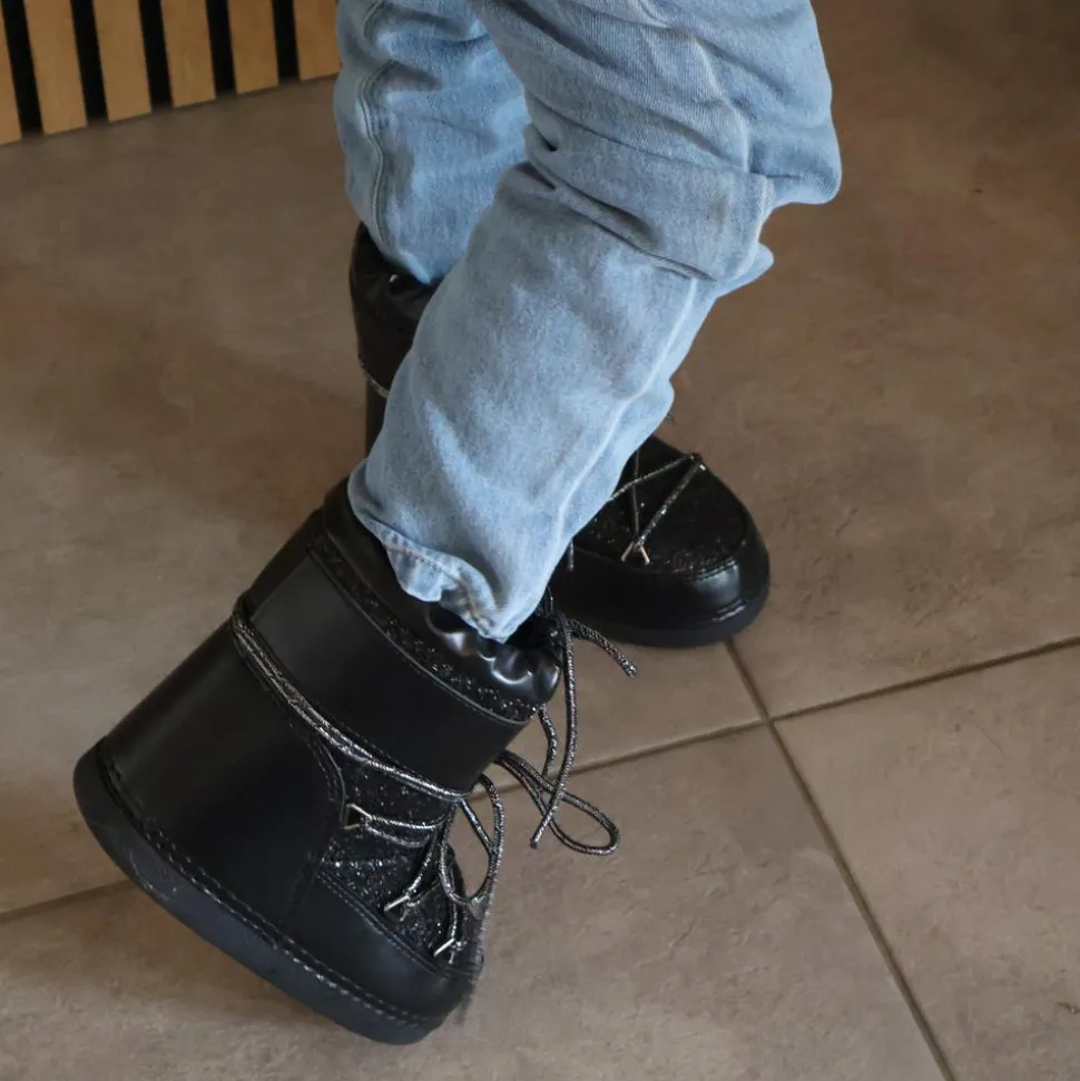Anyway Snow Boots Glitter Pige Vinterstøvler - Black glitter