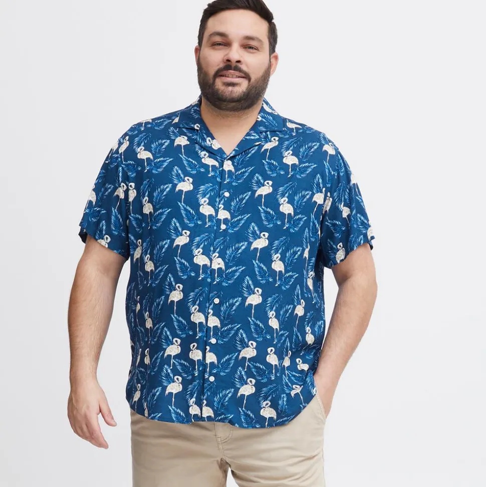 Blend Herre Kortærmet skjorte Plus Size - Navy Peony