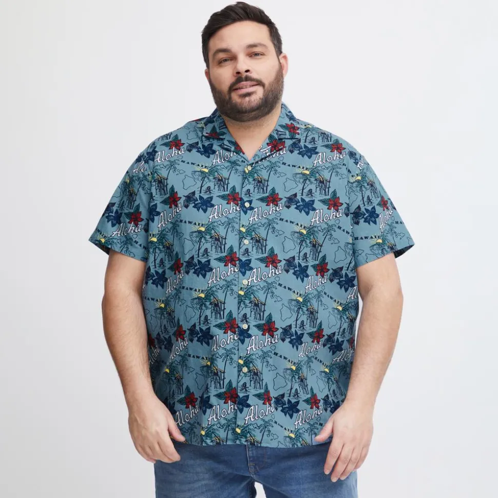 Blend Herre Kortærmet skjorte Plus Size - Captain's Blue