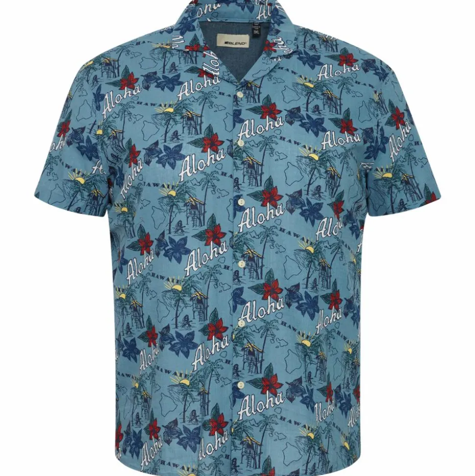 Blend Herre Kortærmet skjorte Plus Size - Captain's Blue