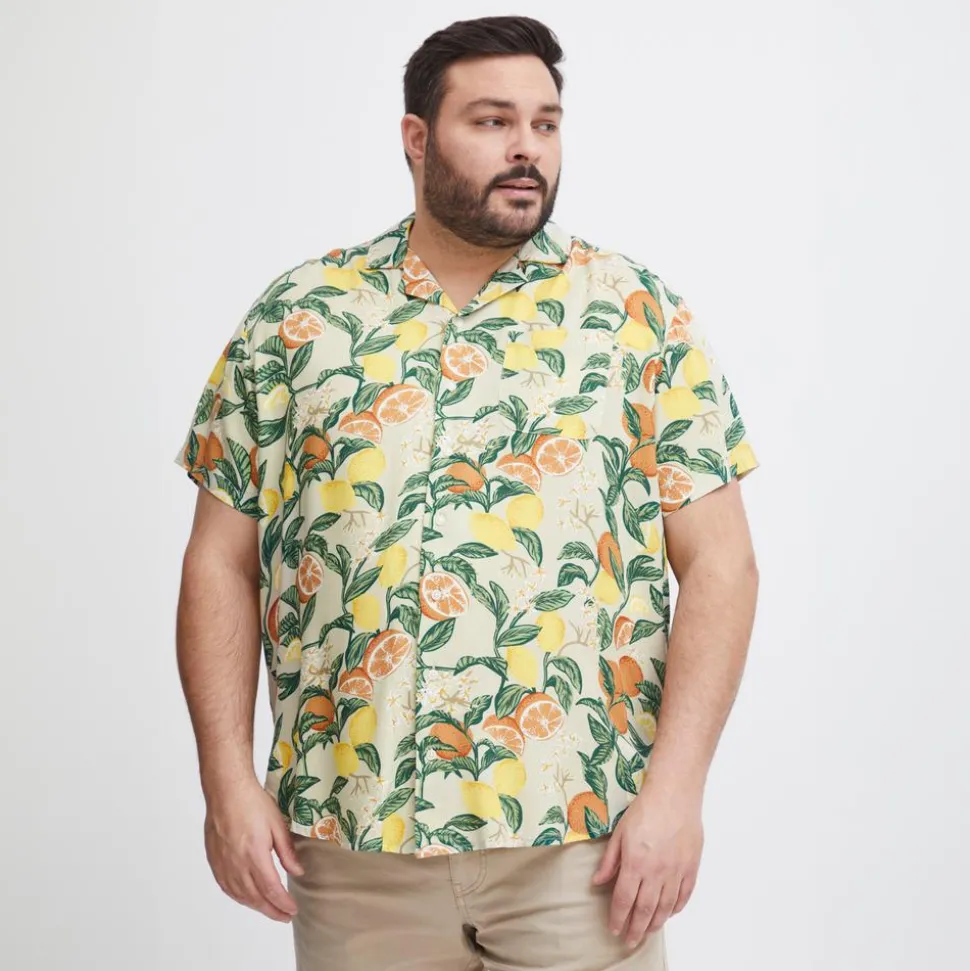 Blend Herre Kortærmet skjorte Plus Size - Oyster Grey