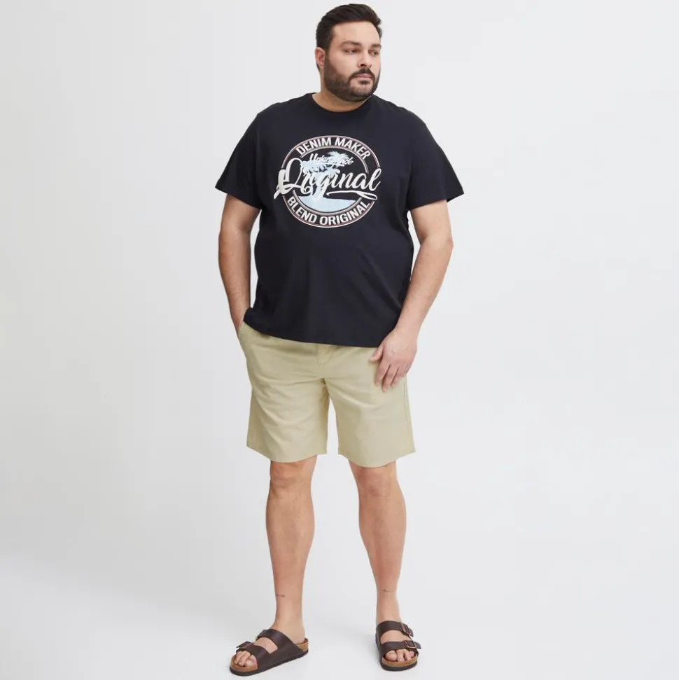 Blend Herre Shorts i hørmix Plus Size - Oyster Grey