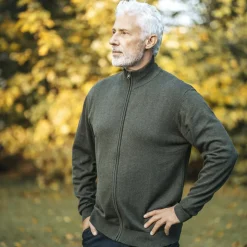 Carnét Stone Herre Cardigan - Forest Green Mix