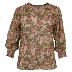 Cassiopeia Dame Bluse Plus Size - Green Combi