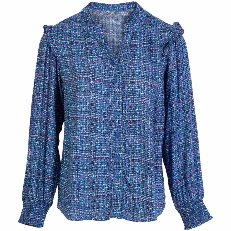 Cassiopeia Dame Bluse Plus Size - Blue Combi