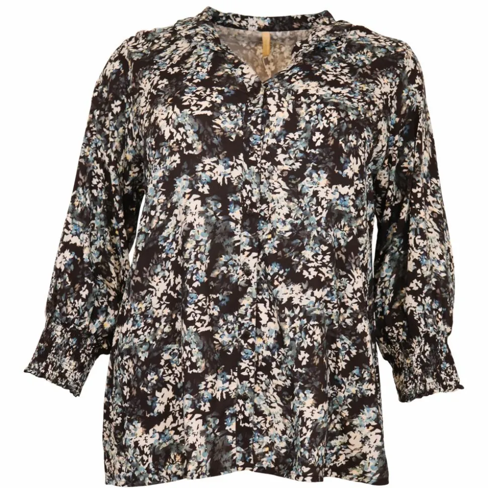 Cassiopeia Dame Bluse Plus Size - Blue Combi
