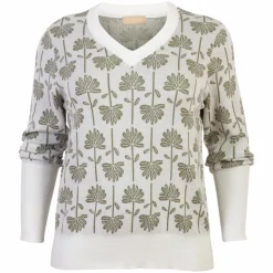 Cassiopeia Dame Striktrøje Plus Size - Green Combi