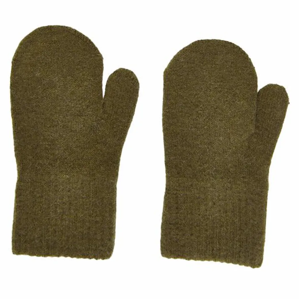 CeLaVi Børne Luffer i uldmix - Military Olive