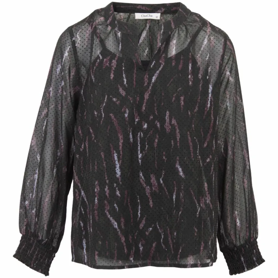 ChaCha Dame Bluse - Black print