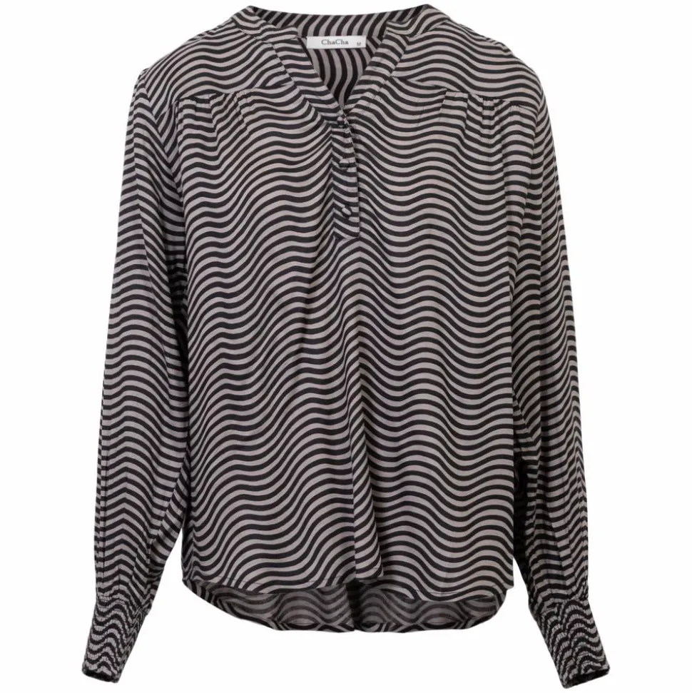 ChaCha Dame Bluse - Moon Rock/Black