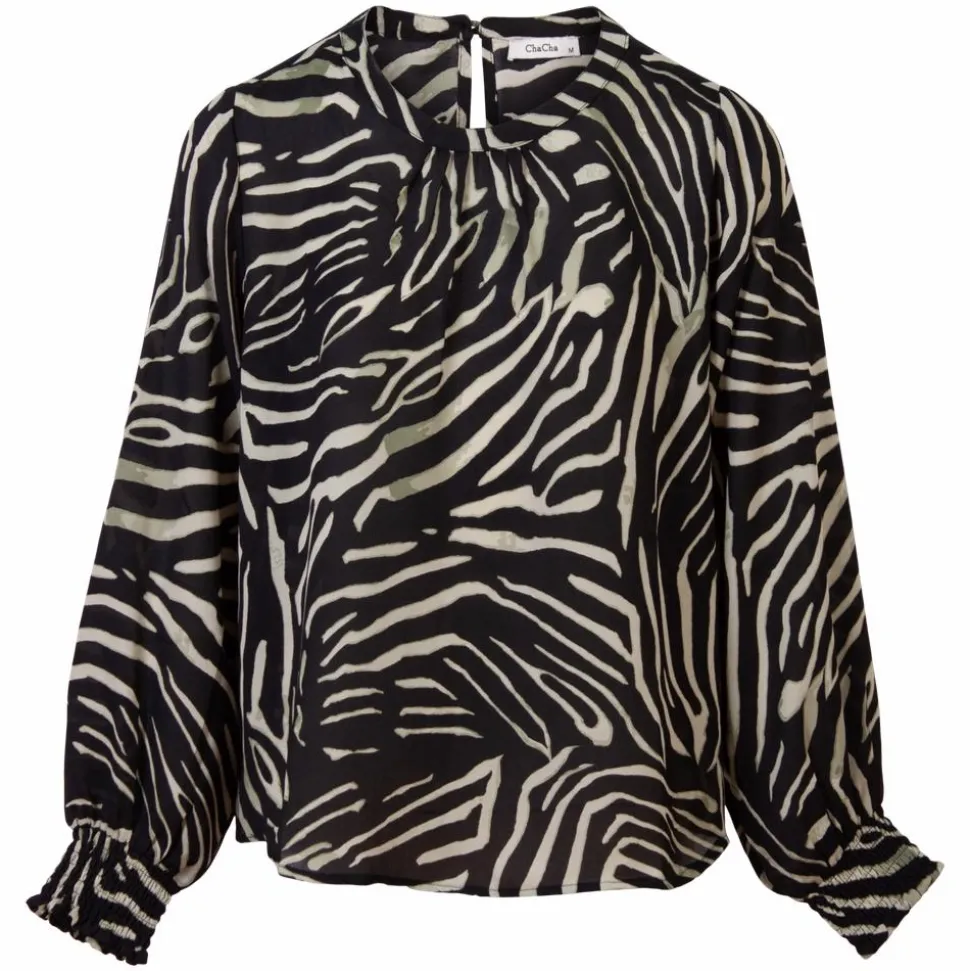 ChaCha Dame Bluse - Print 2 Blue