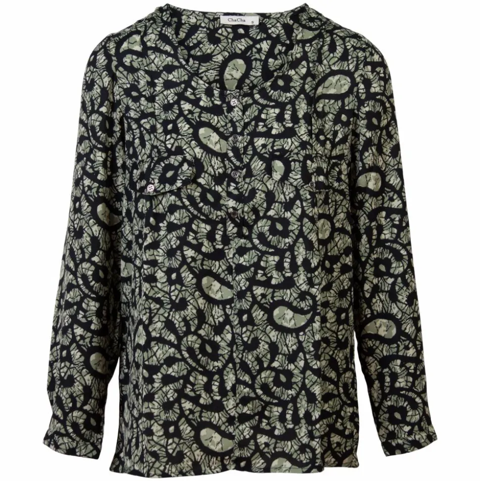 ChaCha Dame Bluse - Print 1 Khaki