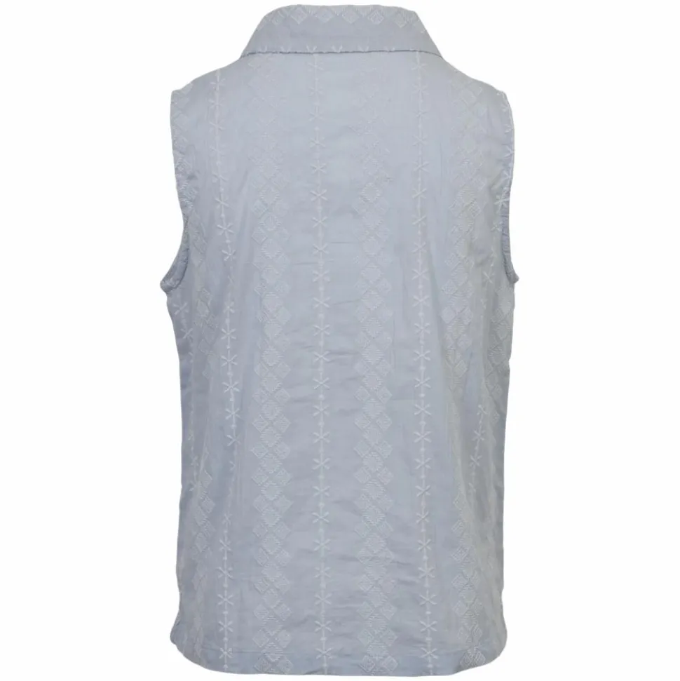 ChaCha Dame Kortærmet bluse - Blue/White