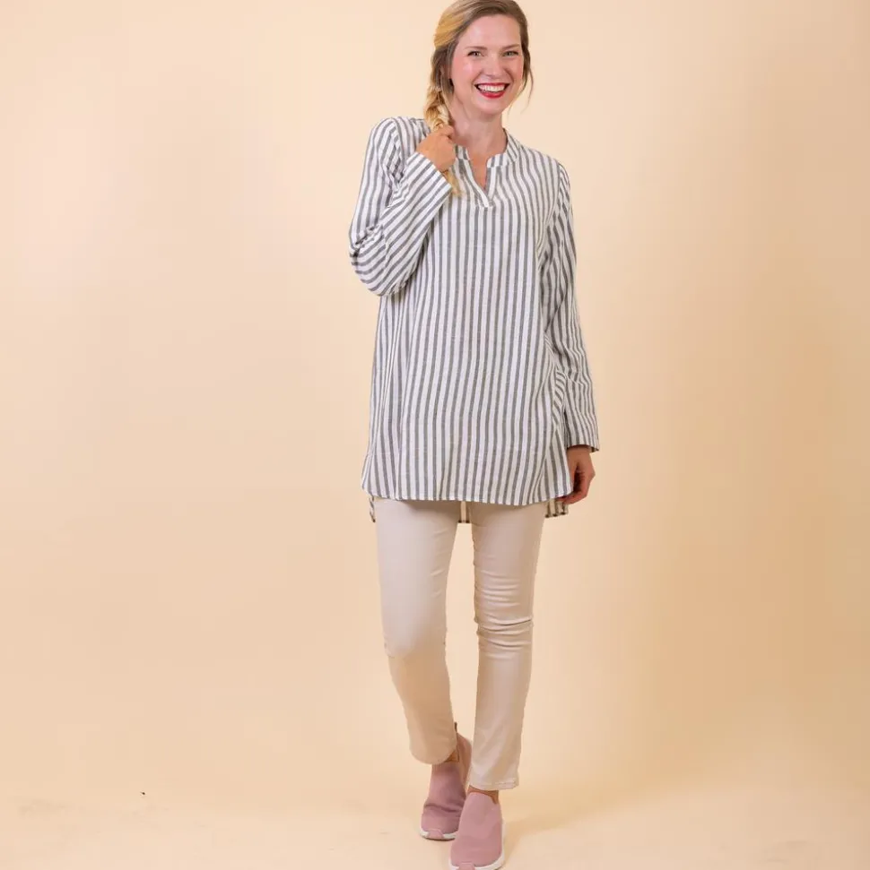 ChaCha Dame Tunika i hørmix - Khaki