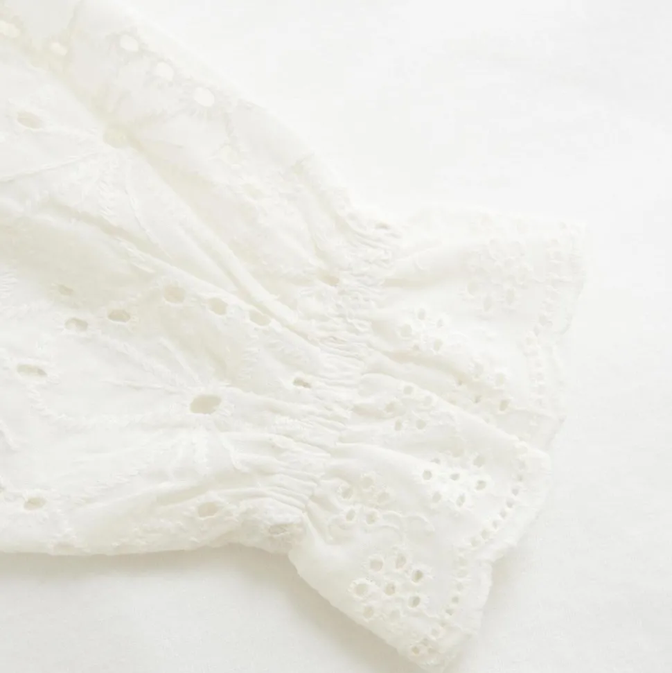 Creamie Pige Bluse i økologisk bomuld - Cloud