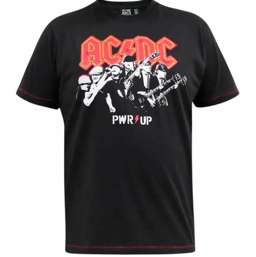 D555 AC/DC Herre T-shirt Plus Size - Washed Black