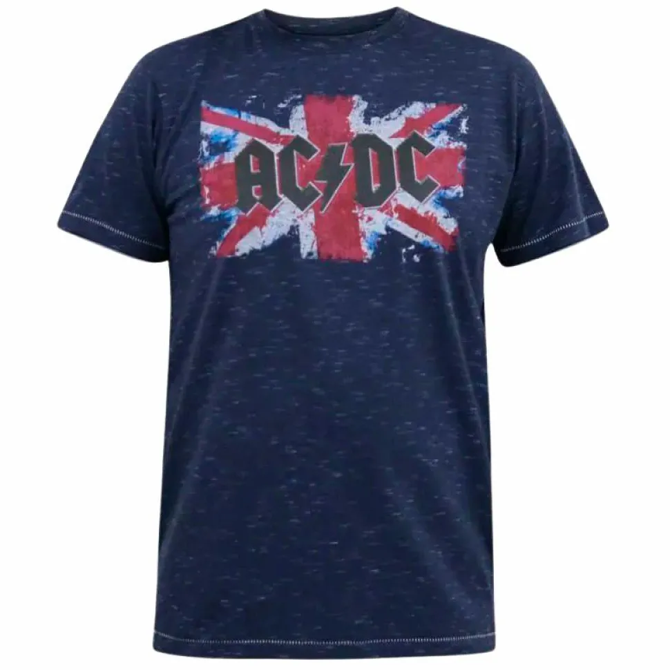 D555 Dennis AC/DC Herre T-shirt Plus Size - Navy Reno