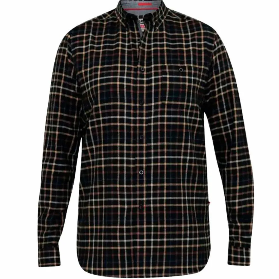 D555 Destin Herre Skjorte Plus Size - Black/Tan Check