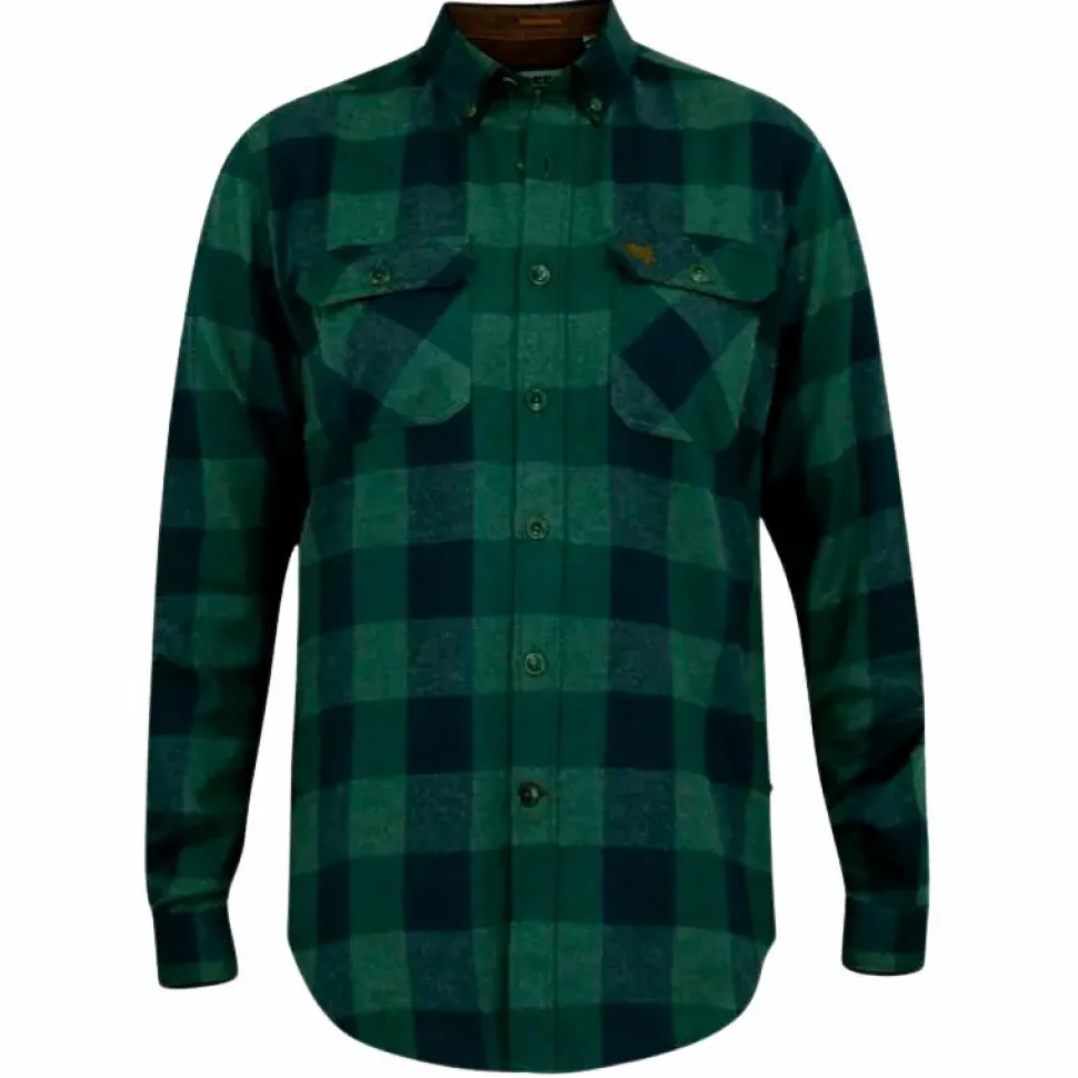 D555 Garfield Herre Skjorte Plus Size - Navy/Green Check