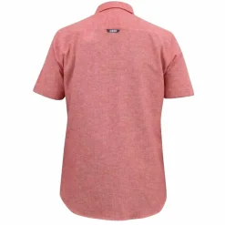 D555 Hazelwood Herre Kortærmet skjorte i hørmix Plus Size - Salmon