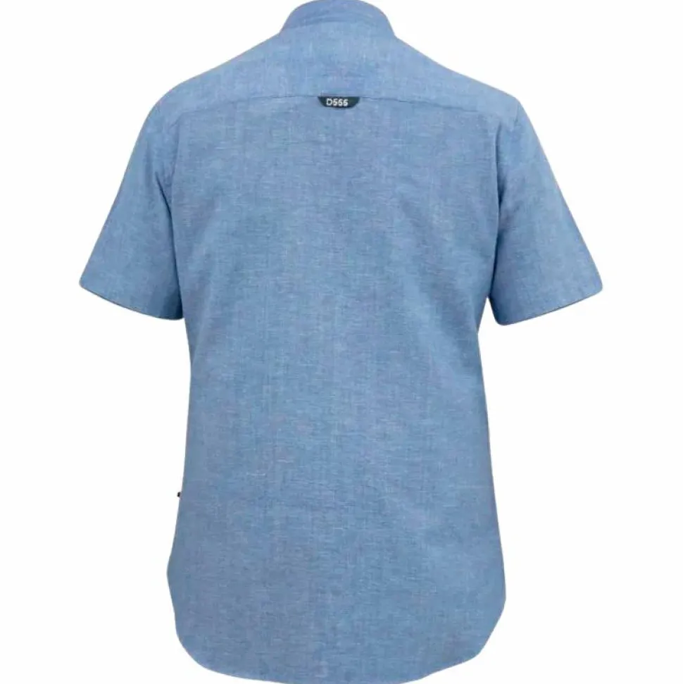 D555 Hazelwood Herre Kortærmet skjorte i hørmix Plus Size - Blue