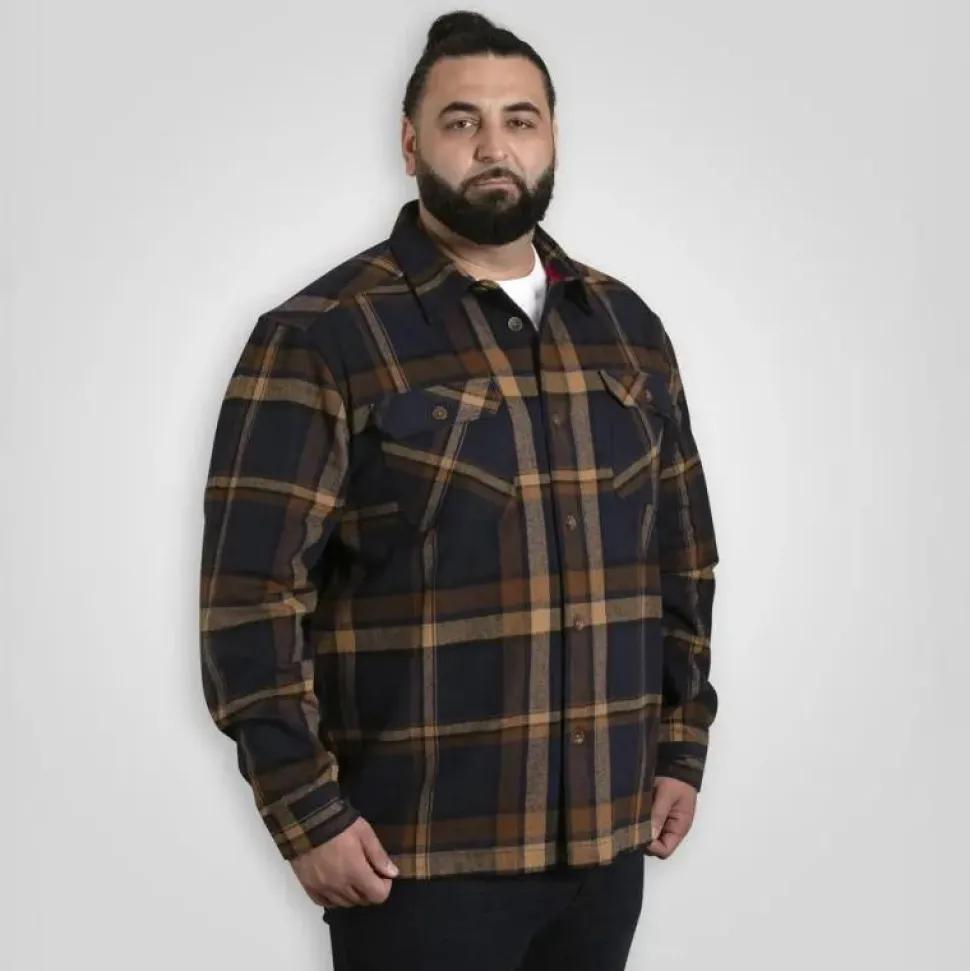 D555 Herre Skjorte - Navy/Tan Check