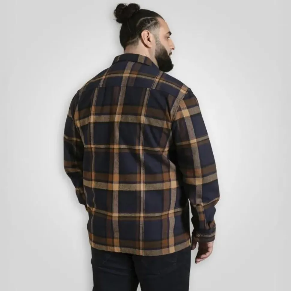D555 Herre Skjorte - Navy/Tan Check
