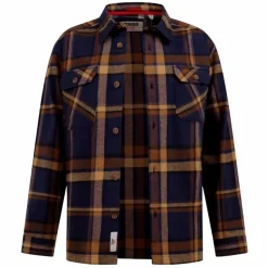 D555 Herre Skjorte - Navy/Tan Check