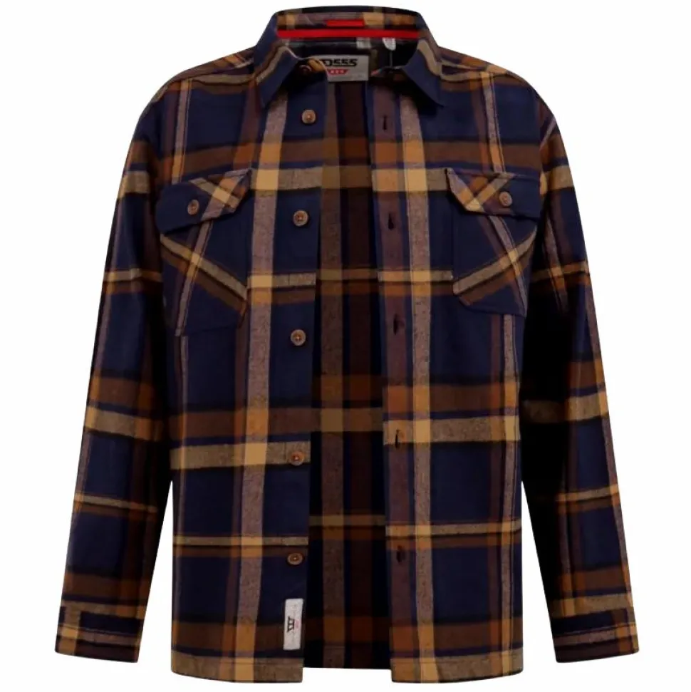D555 Herre Skjorte - Navy/Tan Check