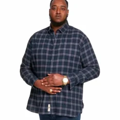 D555 Herre Skjorte Plus Size - Navy Check