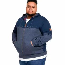 D555 Moreton Herre Cardigan Plus Size - Denim Marl/Navy