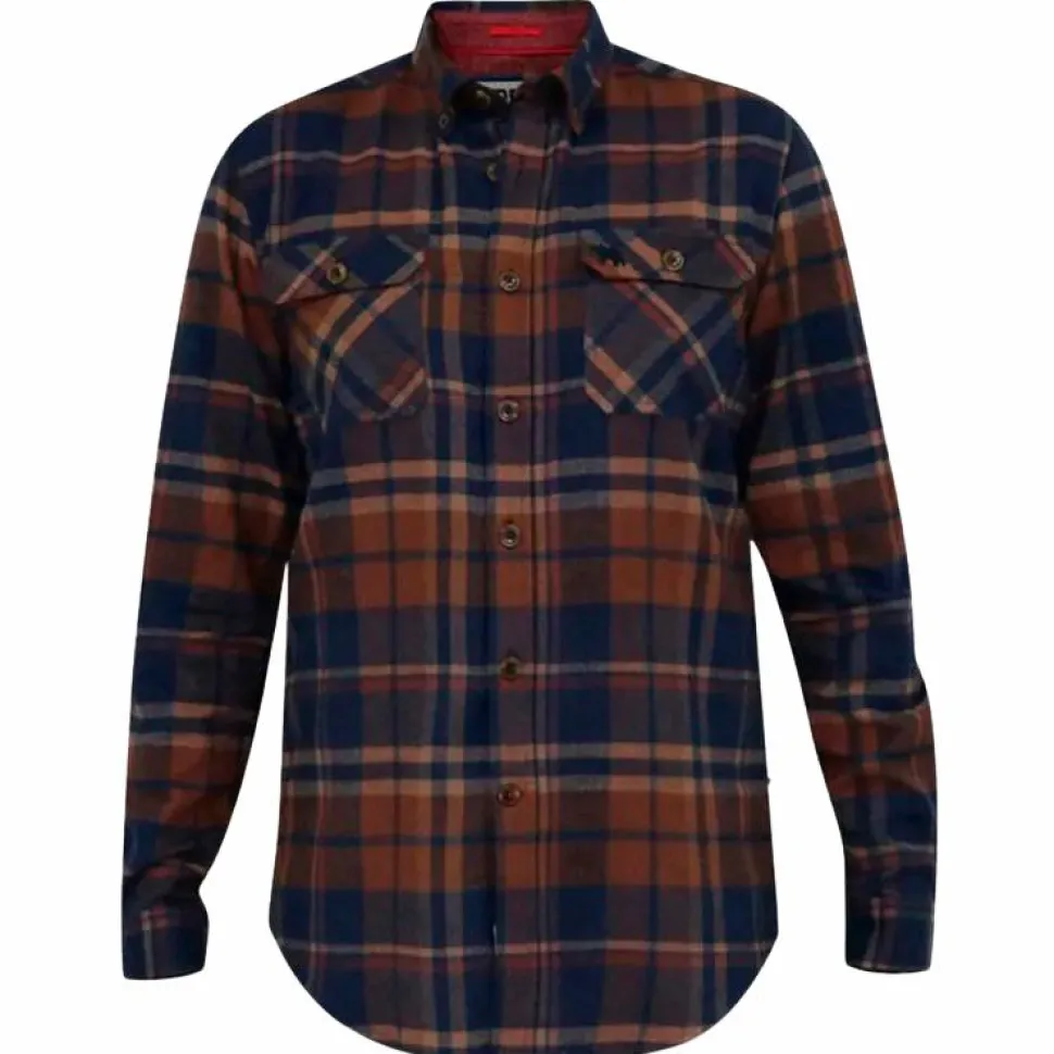 D555 Sherlock Herre Skjorte Plus Size - Navy/Tan Check