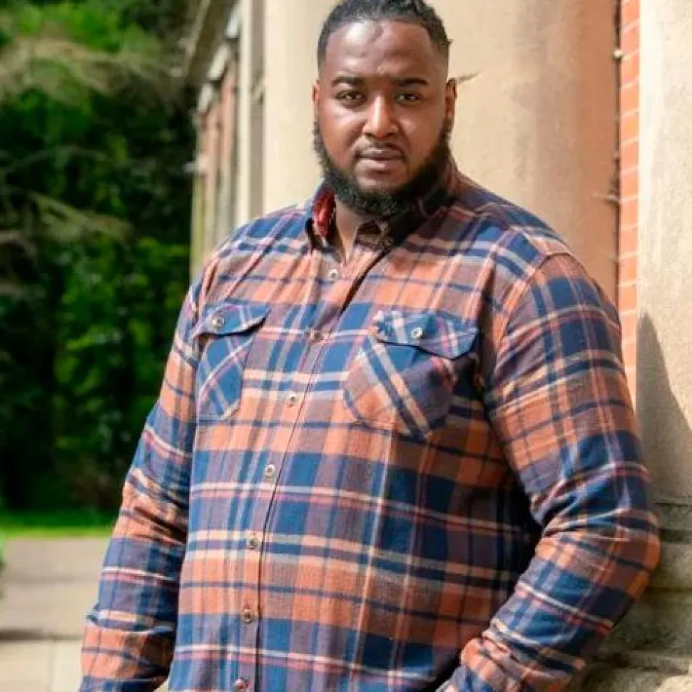 D555 Sherlock Herre Skjorte Plus Size - Navy/Tan Check