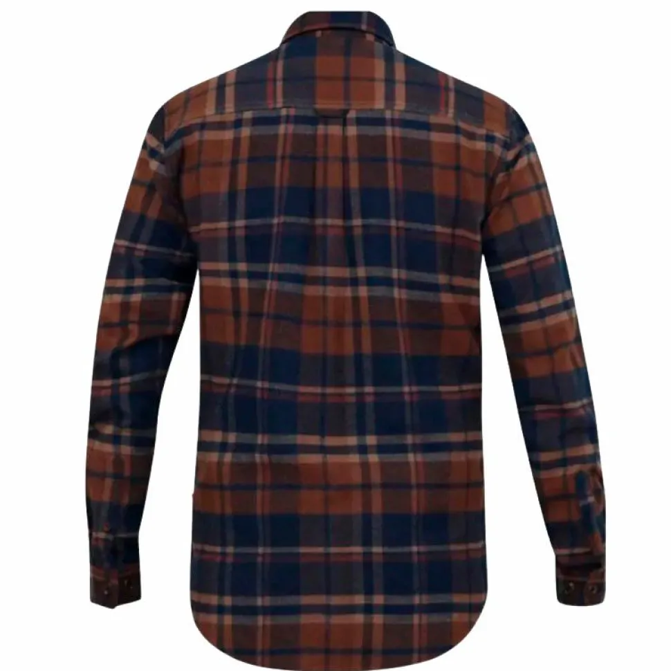D555 Sherlock Herre Skjorte Plus Size - Navy/Tan Check