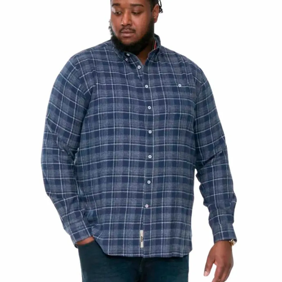 D555 Sonny Herre Skjorte Plus Size - Navy Check
