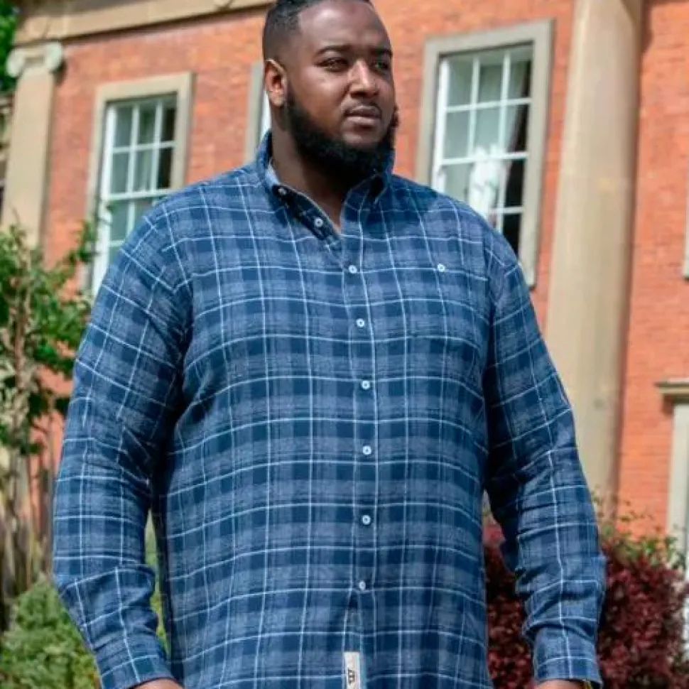 D555 Sonny Herre Skjorte Plus Size - Navy Check