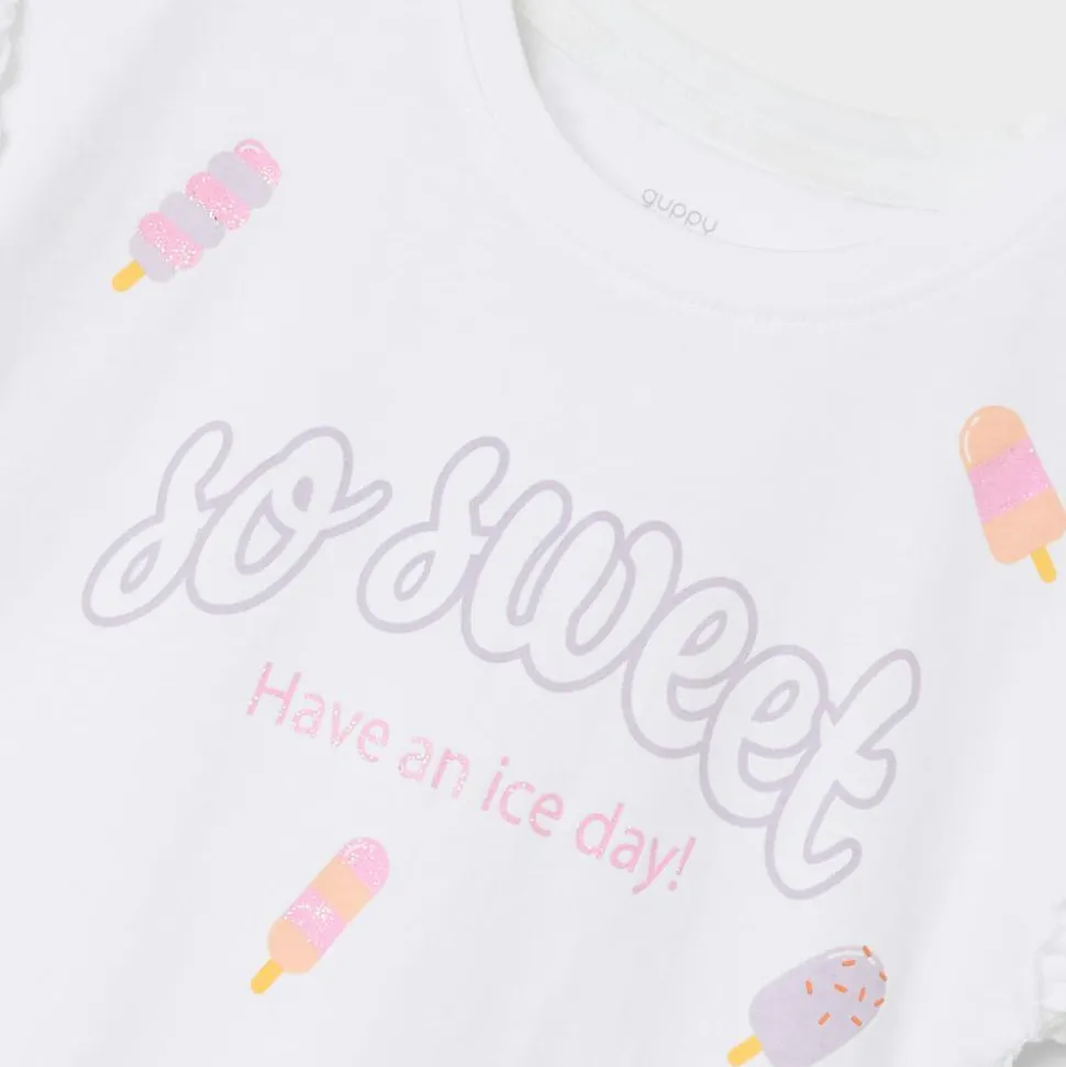 Guppy Hurry Pige T-shirt m. glimmer - Bright White