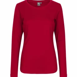ID Interlock Dame Langærmet t-shirt - Rød