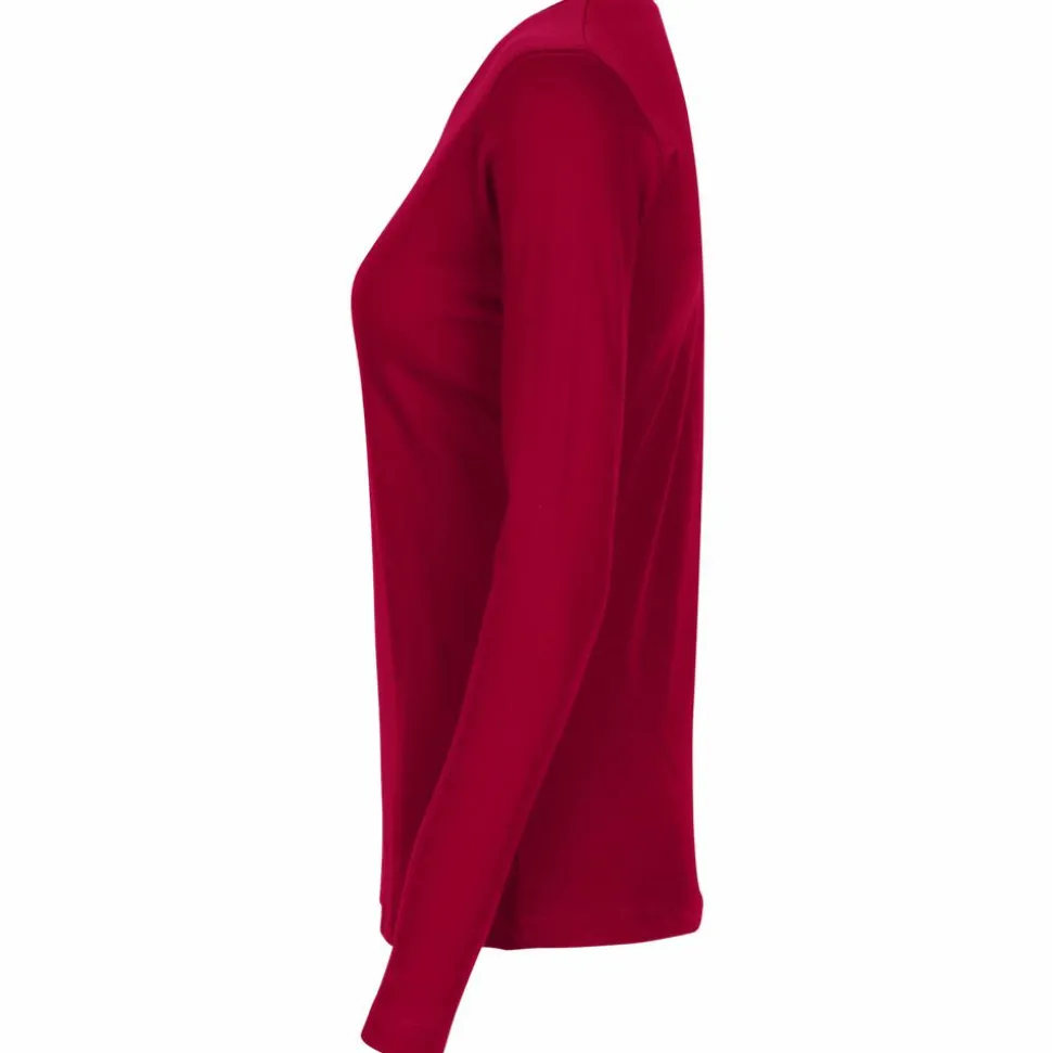 ID Interlock Dame Langærmet t-shirt - Rød