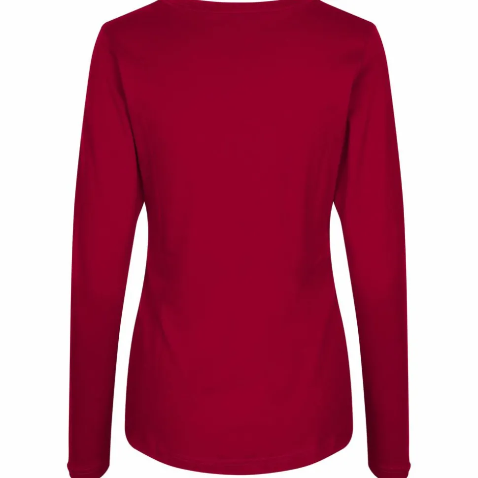 ID Interlock Dame Langærmet t-shirt - Rød