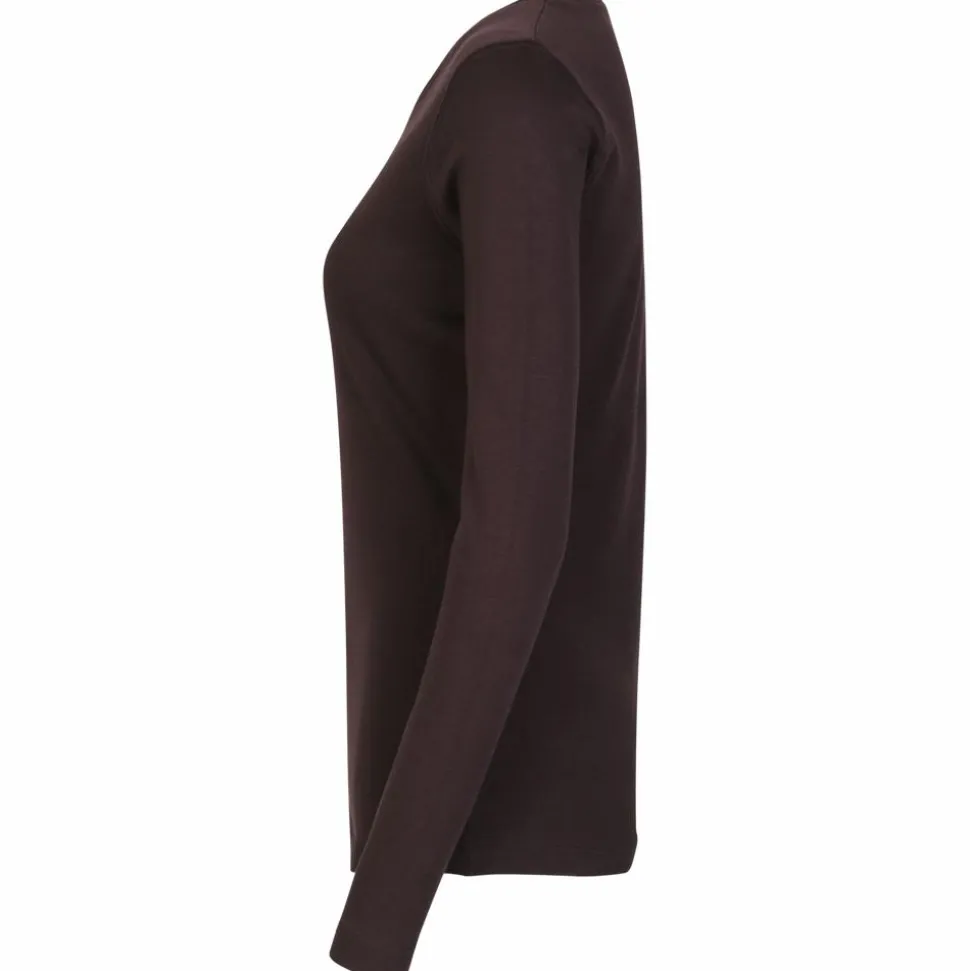 ID Interlock Dame Langærmet t-shirt - Mørk Bordeaux