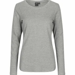ID Interlock Dame Langærmet t-shirt - Grå Melange