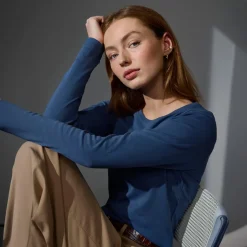 ID Interlock Dame Langærmet t-shirt - Indigo