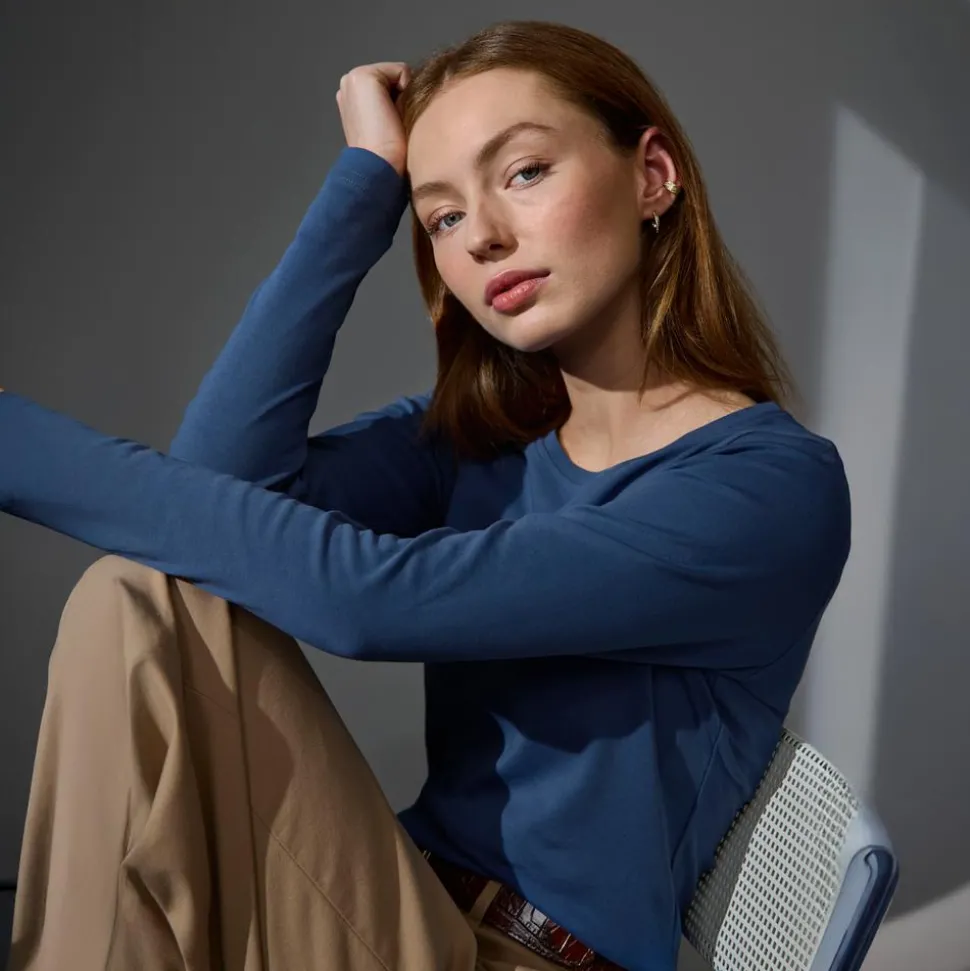 ID Interlock Dame Langærmet t-shirt - Indigo