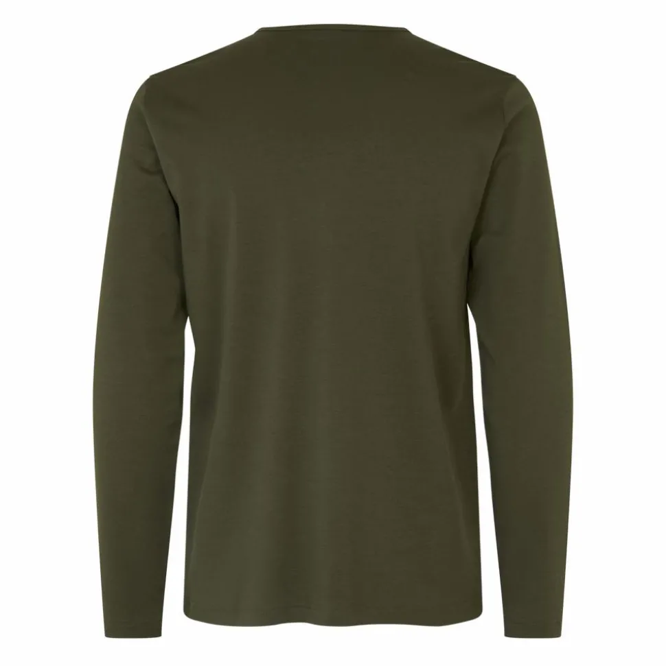 ID Interlock Herre Langærmet t-shirt - Oliven