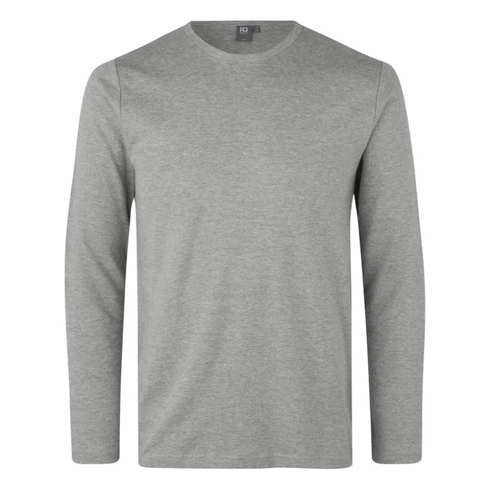ID Interlock Herre Langærmet t-shirt - Grå Melange