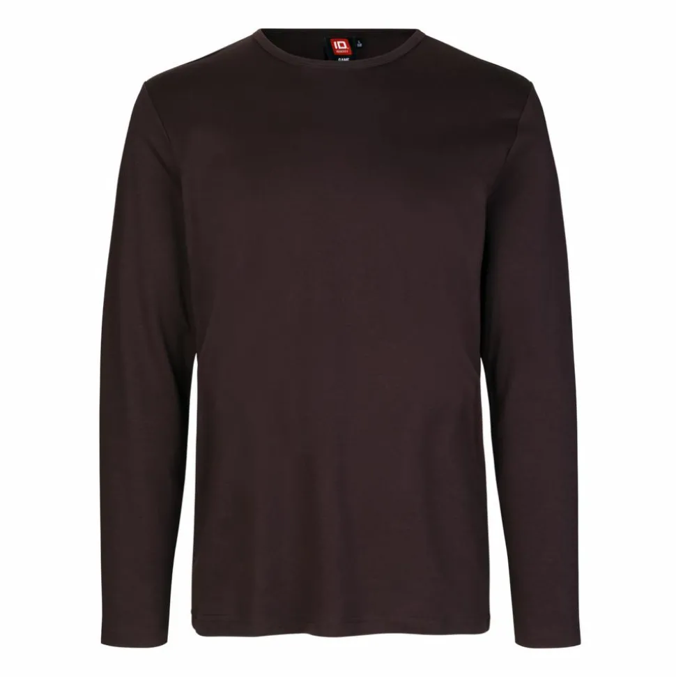 ID Interlock Herre Langærmet t-shirt - Mørk Bordeaux