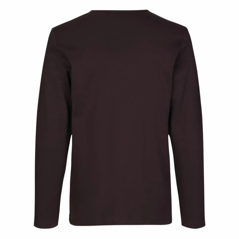 ID Interlock Herre Langærmet t-shirt - Mørk Bordeaux